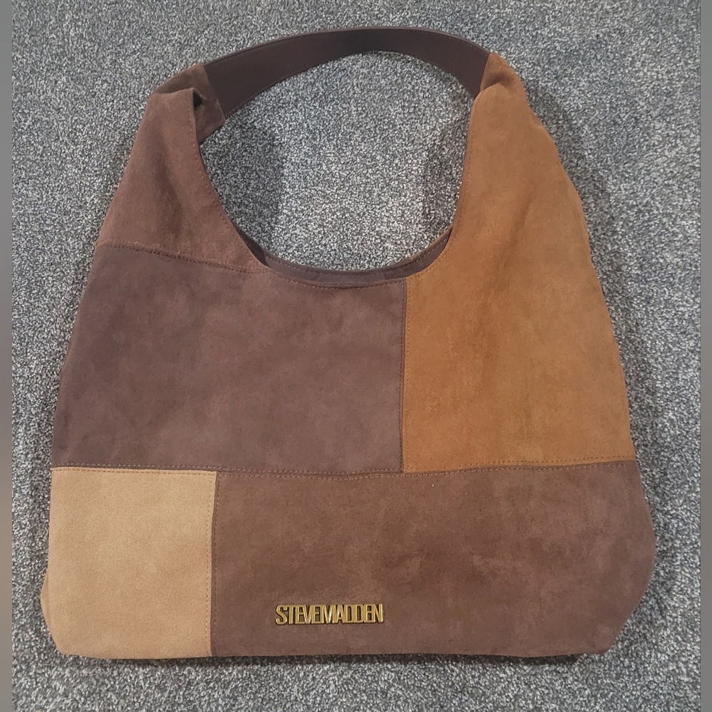 Nwot Steve Madden Suede Texture Patchwork Hobo Ba… - image 1